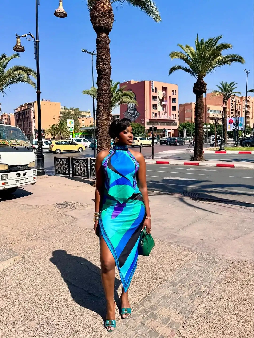 Irregular Satin Printed Sets Halter Neck Lace-up Tank Top Asymmetric Midi Skirt 2 Pieces Set 2026 Summer Casual Vacation Outfits