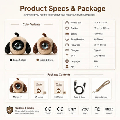 Color-block One-eyed AI Plush Toy Cute Ball Shape with LED Screen Smart Voice Interactive Robot Storytelling Kids Emotional Comp