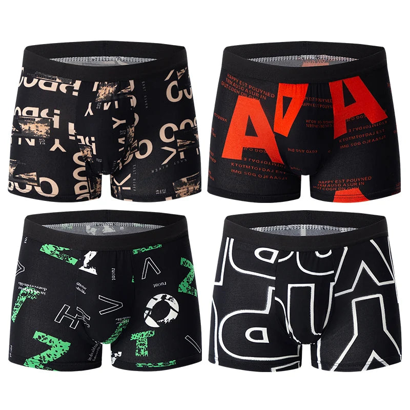 4/5/6/10 Piece Pack Men's Fashion Printed Pants with Various Combinations Plus Size Sports Comfortable Adolescent Boxer Pants
