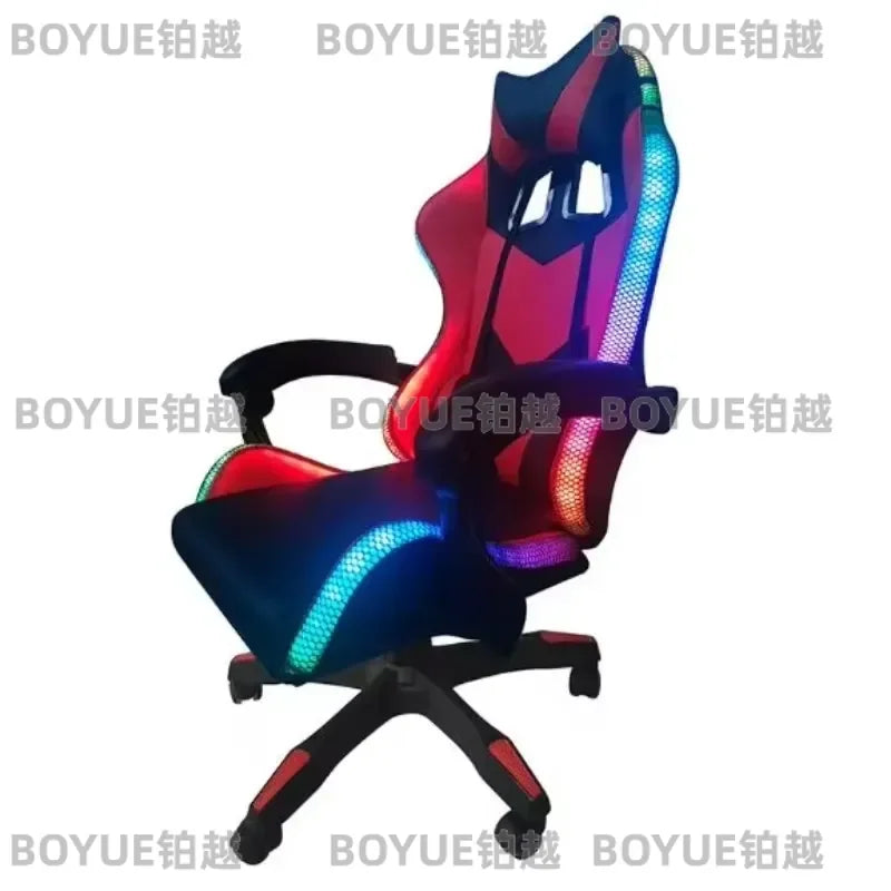 RGB LED Leather Gaming Chair Ergonomic Racing Office Seat with Massage Adjustable Swivel High Back Computer Gamer Furniture