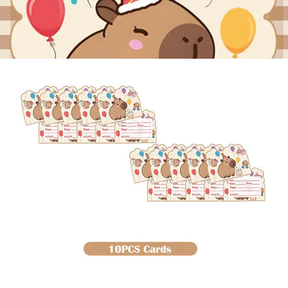 Capybara Decoration Birthday Party Favors Tableware Set Cup Plate Balloons Gift Bags Happy Banner Cake Topper Supplies for Girls