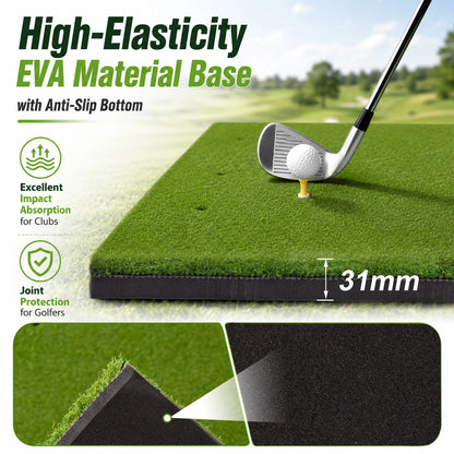 Golf Turf Mat, 5x4ft Training Aid Practice Equipment, Outdoor Indoor Artificial Turf Mat with Balls, Tees, for Backyard Chipping Garage Driving Range Simulators