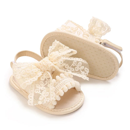 NEW Baby Girls Shoes Non-Slip Soft Soled Lace Bowknot Flats Toddler First Walker Fall Princess Shoes