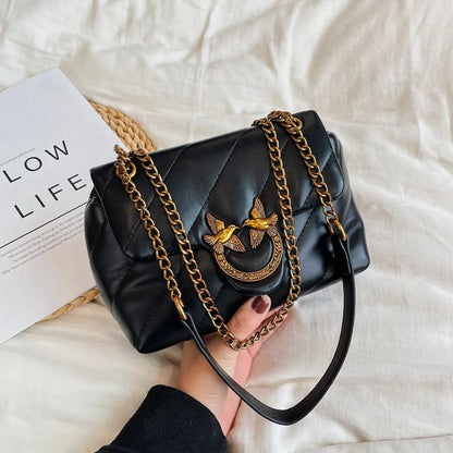 New Women's Winter Chain Bag, Trendy Fashion Crossbody Bag, Rhombus Lightweight Luxury Underarm Bag