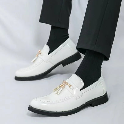 Shoes Men Casual Man Men's Summer Shine Gold Dress Patent Leather For Mens Gold Moccasins Business Pointed Bussiness Luxury