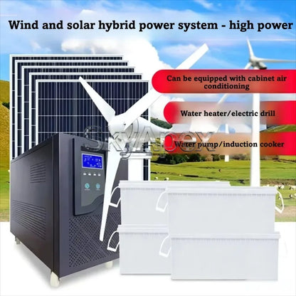 Solar Wind Hybrid Power System Wind Turbine Generator With Solar Panel Battery Bank For Home Farm Off Grid Energy Storage Kit