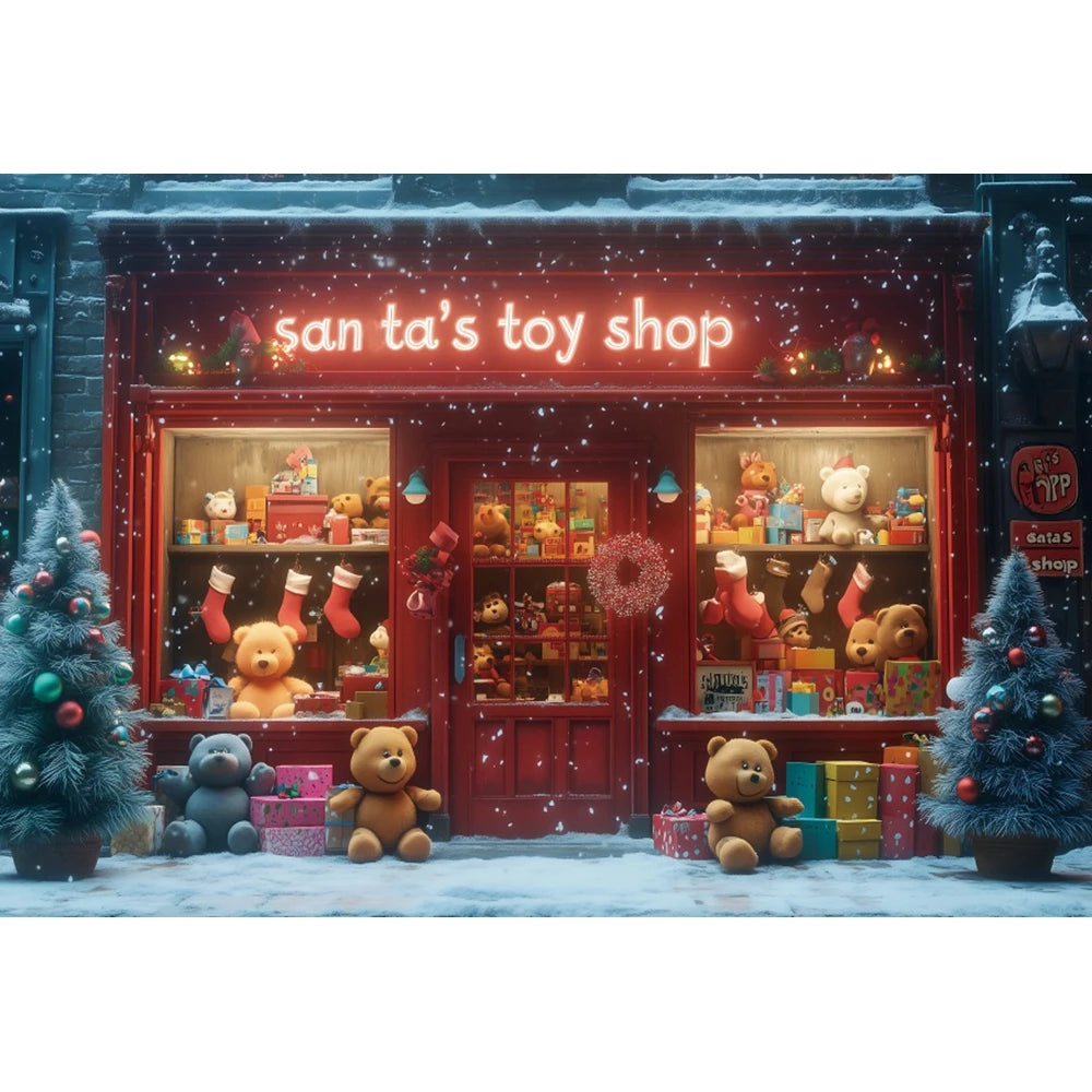Christmas Candy Toy Store Christmas Tree Gift Theme Banner Background, Birthday Party Decoration Photography Background Cloth