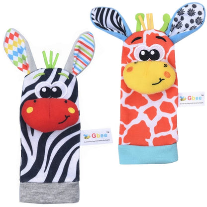 Baby Wrist Rattles Socks Newborn Animal Socks Infants Foot Finder Wrist Strap Baby Socks Sensory Toys Baby Toys 0-12 Months Gift