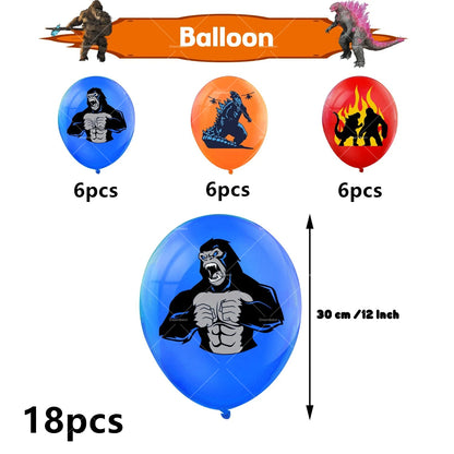 Monster Godzillaed Vs King Konged Happy Birthday Decoration Party Supplies Balloons Banner Backdrop Cake Topper Cup Plate Napkin