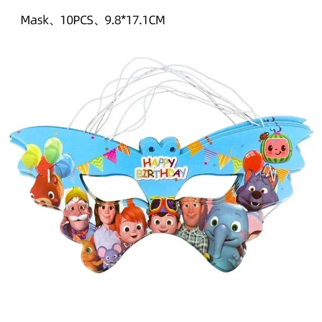 Cocomelon Balloon JJ Melon Watermelon Toy Happy Birthday Banner Party Decoration Backdrop Cake Topper JOJO Disposable Tableware