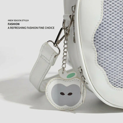 Apple Shaped Transparent Ita Bag Backpack Cute Doll Display Storage Bag for Girls Detachable Strap Casual Crossbody Backpack