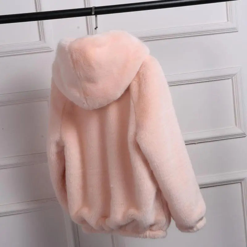 Fur Coat 2024 Women's Winter Korean Short Female Warm Loose Plush Hooded Thick Coat Jacket Overcoat Artificial Fur