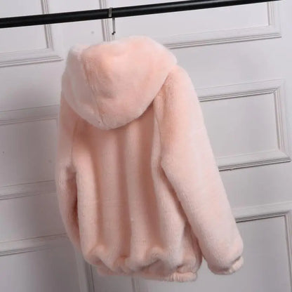 Fur Coat 2024 Women's Winter Korean Short Female Warm Loose Plush Hooded Thick Coat Jacket Overcoat Artificial Fur