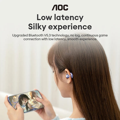 Choice AOC ACD2544 Wireless Bluetooth Earphones Ear Clip Earbuds Surround Stereo Sound Low Latency Music Gaming Clear Calls