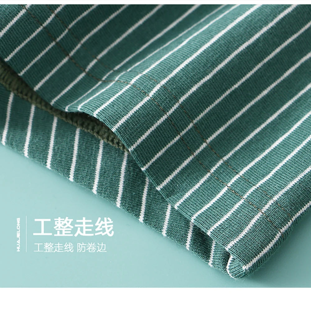 3PCS/Pack 100% Cotton Soft Panties Woman Trendy Striped Female Underwear Summer Breathable High Elastic Mid-rise Waist Boyshort