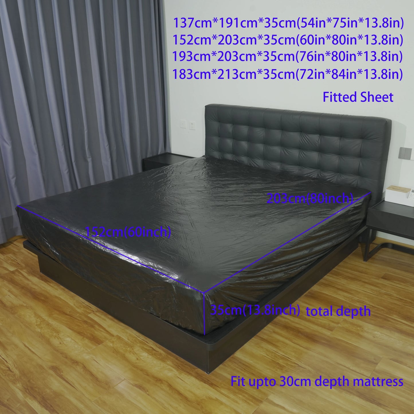 1pcs PVC Waterproof Mattress Protection Sheet, Soft and Skin-Friendly, Deep Pockets Adjustable, Suitable for Hotels and Bedrooms