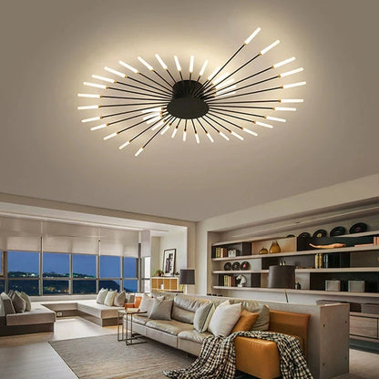 Multi-Head LED Ceiling Light | Black & Gold-Tone Surface Mount | Living Rooms, Dining Rooms & Bedrooms