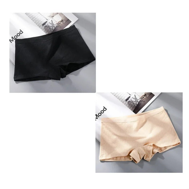2Pcs Women Solid Cotton Boyshorts Female Soft Big Size Underwear Safety Pants Ladies Briefs Lingerie