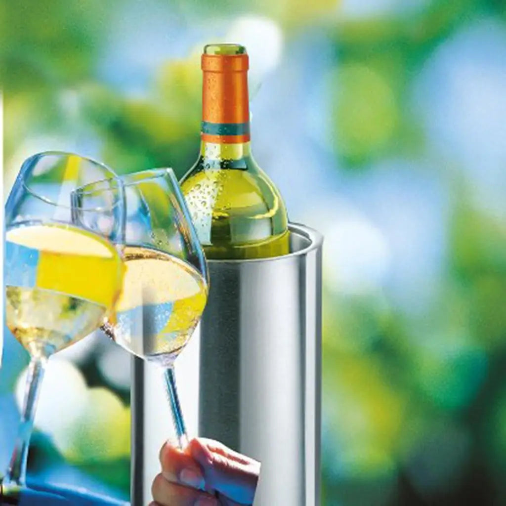 Silver Stainless Steel Ice Bucket with Handle Elegant Champagne Wine Cooler Chiller for Home Party Restaurant Bar
