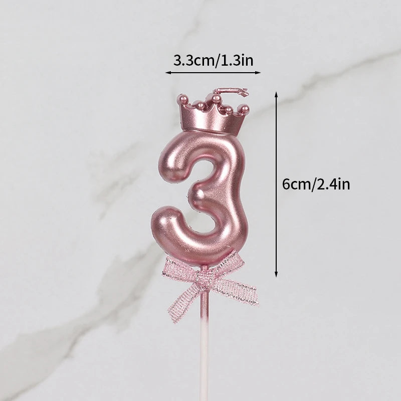 3D Candle Pink Birthday Number Candle Girl Happy Birthday Cake Topper Baking Celebration Memorial Anniversary Party Decor