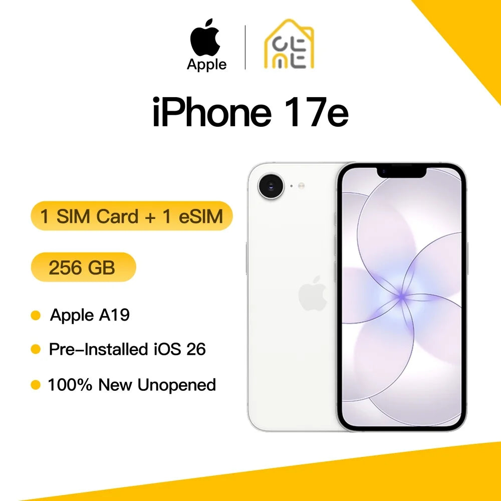 Apple iPhone 17e 256GB Original Global Unlocked 5G Smartphone A19 Chip 6.1" Super Retina XDR OLED 48MP Fusion Camera IP68 iOS 26