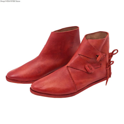 Renaissance Medieval Retro Royal Men's Shoes Medieval Imitation Leather Polish Aristocratic Renaissance Cosplay Bandage Boots