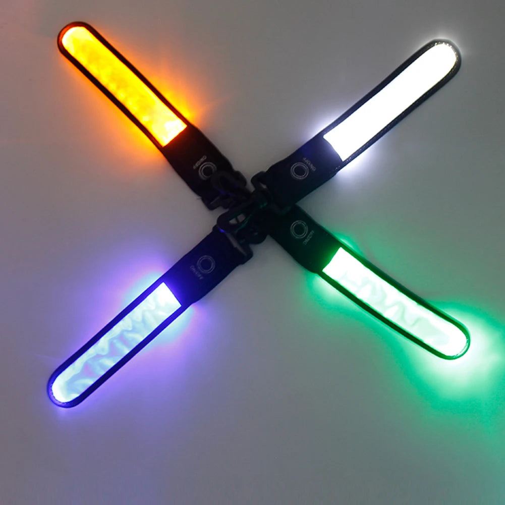 4Pcs LED Luminous Reflective Light Strip Glowing Strap Pendant Decor Safety Reflector Pendant for Backpack Hiking Jogging