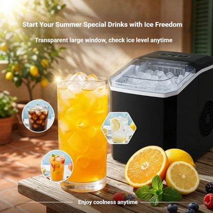 Countertop Portable Ice Maker Quick Production Bullet‑Style Hollow Ice Cubes Compact Ice Making Machine for Home & Outdoor