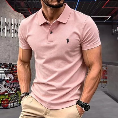 100% pure cotton high-end brand men's short sleeve polo shirt 2026 summer luxury fashion pony embroidery golf top casual T-shirt