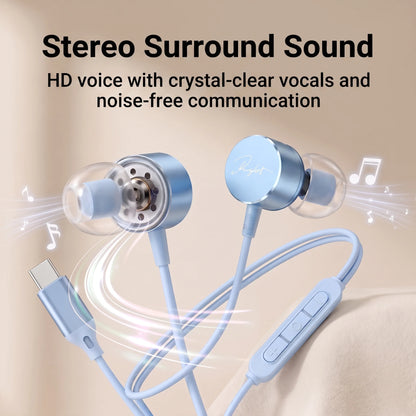 Wired Earphones 9D Surround Sound Type C Headphones Volume Control Headset With HD Mic Earbuds For iPhone 17 Pro Samsung Galaxy