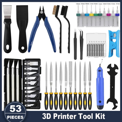 3D Printer Tools Kit, 53pcs 3D Printer Accessories for All FDM/SLA Printers Includes Nozzle Cleaning Tools, Removal Scrapers,