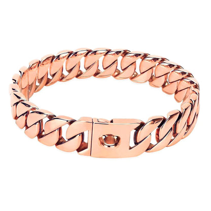 32mm Strong Stainless Steel Cast Gold Dog Collar Solid Buckle Necklace Bully Fighting Large Dog Dog Chain