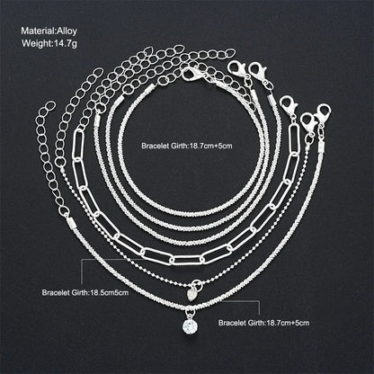 6Pcs 925 Sterling Silver Rhinestone Bracelets for Women Girls Luxury Korean Sparkling Starry Sky Charm Bracelets Party Jewelry