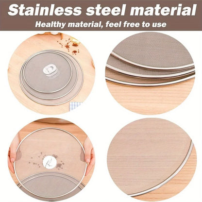 1/3Pcs Splatter Screen for Frying Pan Cooking, Stainless Steels Frying Pan Splatter Guard with Fold Flat Knob Cover Protector