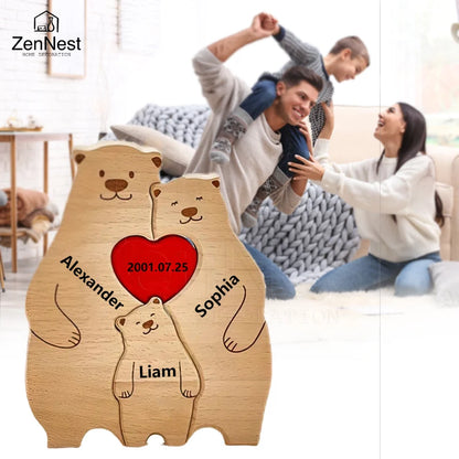 Bear Home Wooden Puzzle Personalized Custom Decor Heart Warmer