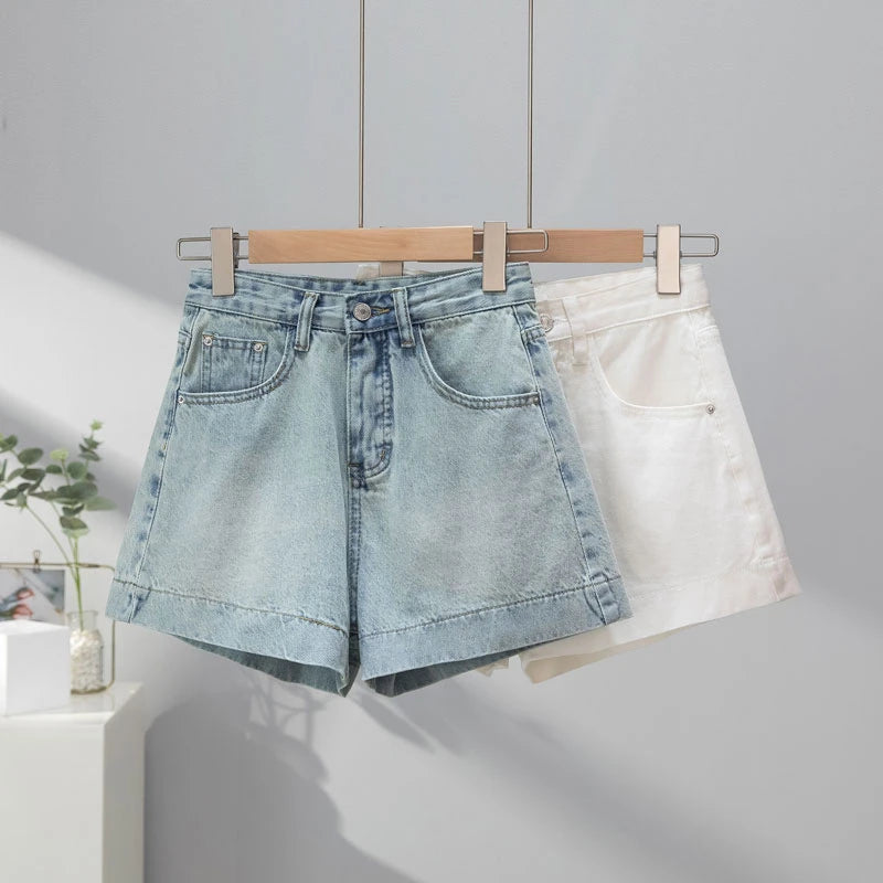 Light Blue High Waist Skinny Short Shorts Women's Summer New Style American Ultra Short Shorts Hot Pants Retro Denim Shorts