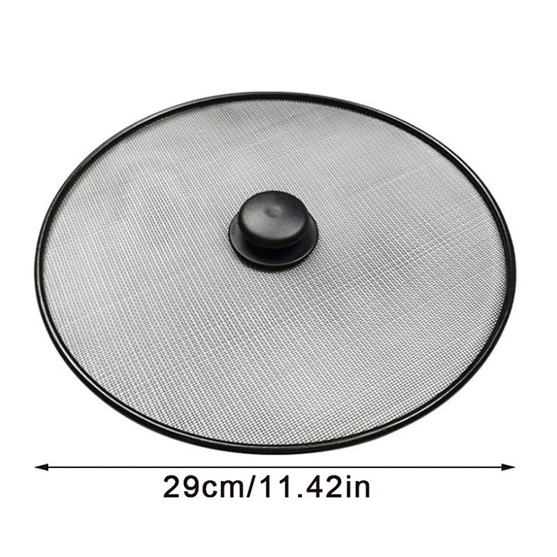 1 Pc Black Splatter Screen Anti Grease Frying Pan Oil Splash Guard Lid Fine Mesh Splash Guard Cover Lid Kitchen Tools