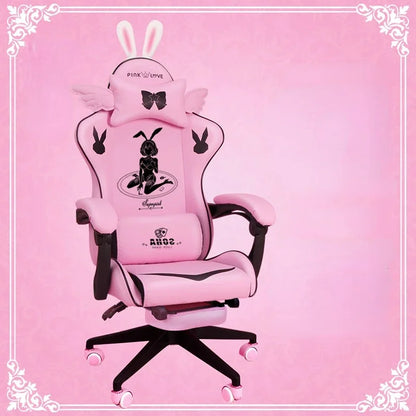 Pink gaming  High-quality girls cartoon home live Gamer  comfortable Swivel  Adjustable office computer Chair