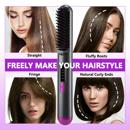 Cordless Hair Brush Straightener Electric Hot Heating Brush Negative Ion Hair Straightening Styling Comb Smoothing Nourish Hair