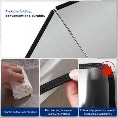 Foldable Stainless Steel Oil Splatter Guard for Frying Pan Oil Splash Insulation Board Nonstick Kitchen Cooking Tool