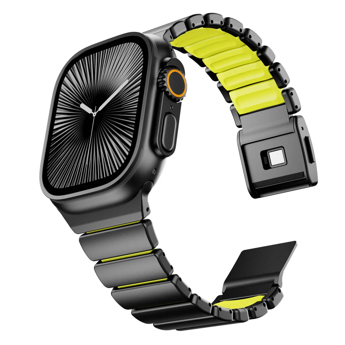 Titanium Fluororubber Strap for Apple Watch Ultra 4 3 2 49mm Series 12 11 10 46mm Magnetic Band for Iwatch 9 8 7 45mm 6 SE3 44mm