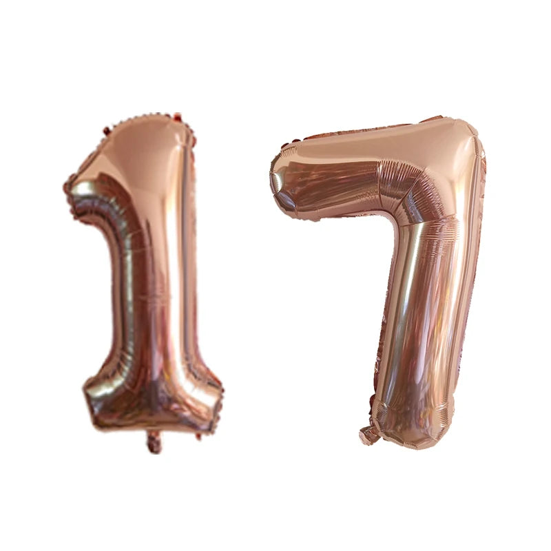 2Pcs 32 Inch Gold Silver Black Blue Red Helium Foil Number Balloon 16 17 18 19 20 21 Happy Birthday Party Decoration Supplies