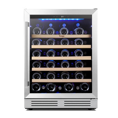 52 bottles wine cooler 5.12 Cu.ft compressor air cooling single temperature zone wine mini fridge With blue light ＆ door lock ＆ automatic defrosting