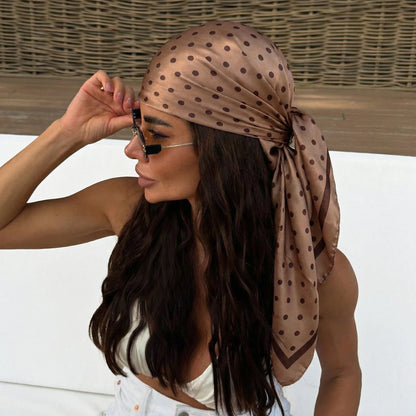 2026 Dot Print Square Scarf For Women Silk Shawl Neckerchief Female Hair Bands Head Wraps Headband Foulard Satin Hijab Bandana