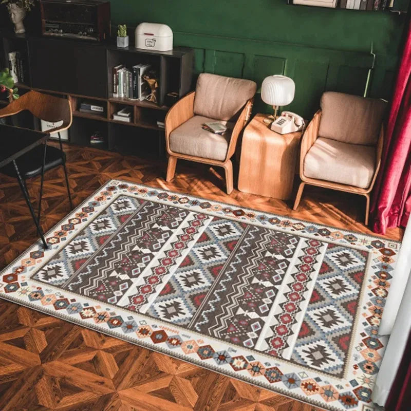 Bohemian Style Non-slip Rug Pastoral Persian Style Non-slip Doormat Suitable for Living Room Sofas and Bedroom Coffee Tables