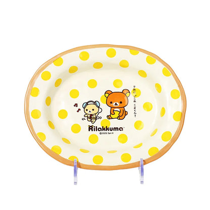 Mtutu 2026 New Rilakkuma Ceramic Tableware Set Cute Printed Plate Soup Bowl Fruit Plate Mug Cup Set Home Supplies Holiday Gifts