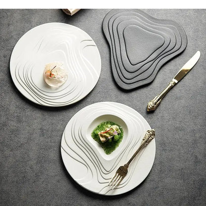 Ceramic Dining Plate Irregular Terraced Solid Color Dessert Snack Sushi Plates Molecular Cooking Tableware Commercial Tableware