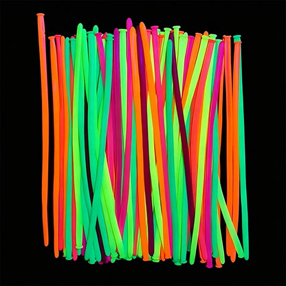 100pcs Neon Glow Long Balloons Backlight Reactive Fluorescent Colorful Long Latex Balloons DIY Twisting Birthday Wedding Party