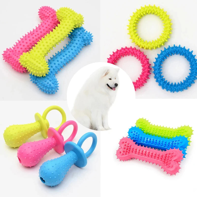 1-10Pcs Pet Chew Toy Soft Rubber Bite-Resistance Bone Shape Teeth Grinding Chewing Toys For Small Dogs Training Pet Supplies