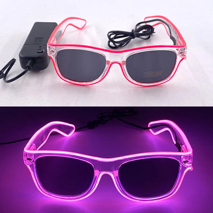 1PC Light Up LED Glasses Glow Sunglasses EL Wire Neon Glasses Glow in The Dark Party Supplies Neon Party Favors for Adults